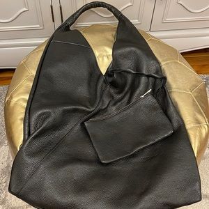 Black leather shoulder bag